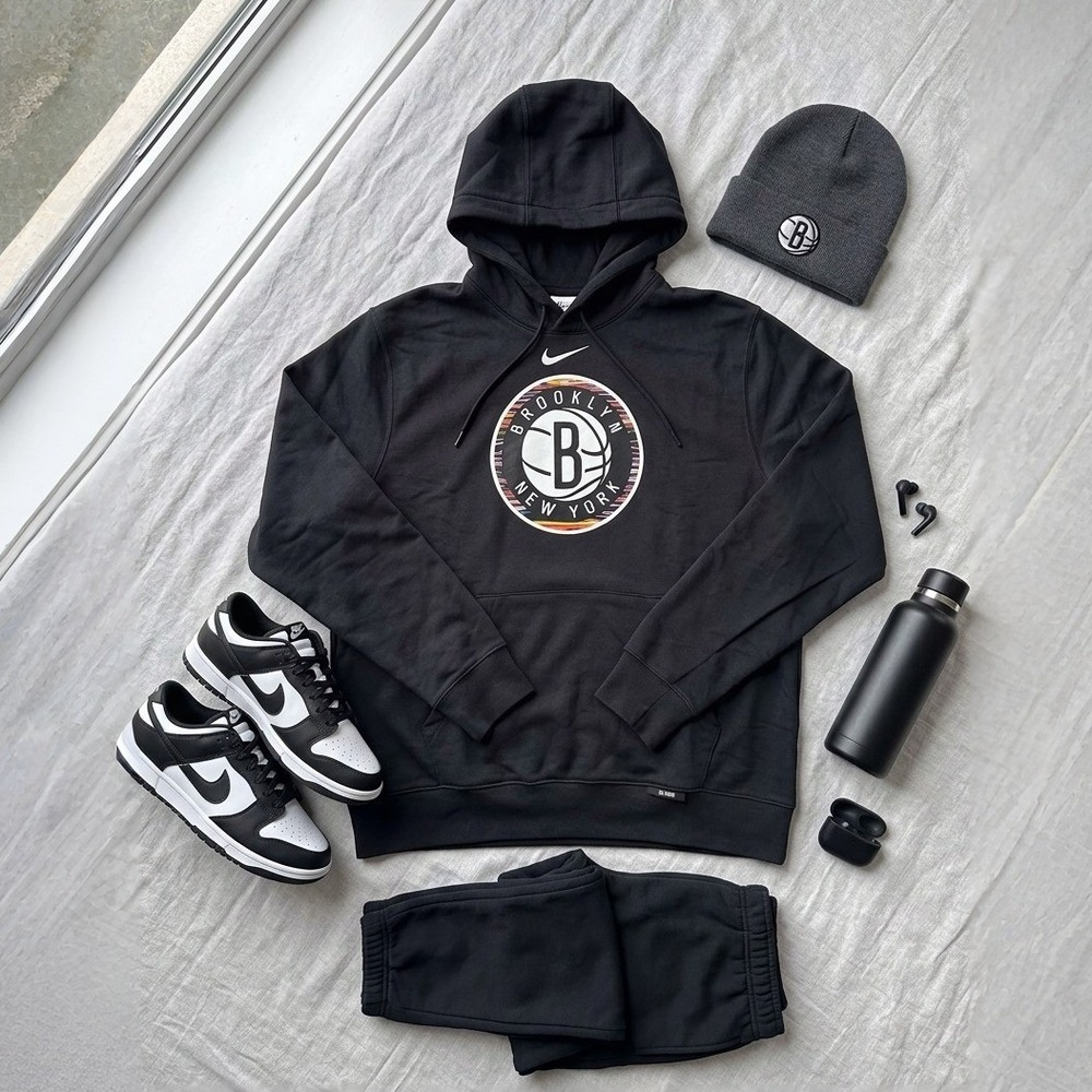 Nike Brooklyn Nets City Edition Hoodie Black Pullover HQ5503-010 Mens Size XL